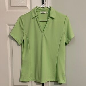 Sz Medium Lady Hagen V-Neck Golf Polo Light Green Short Sleeve Dri-Fit